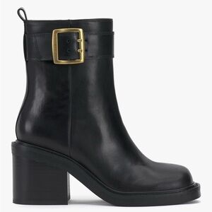 Vince Camuto Bembonie Leather Moto Boots Black Quiet Luxury Size 5 NWOT